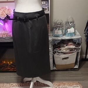 Express Charcoal Pencil Skirt with Belt